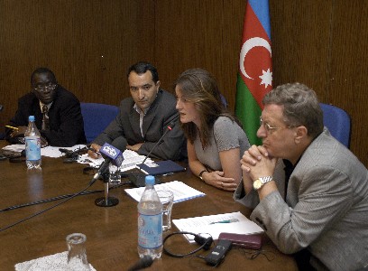 Musa Avaz Maria and Srdjan at press conference 1 300.jpg